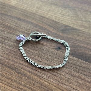 Silver Plated Chain Bracelet with Crystal Charm